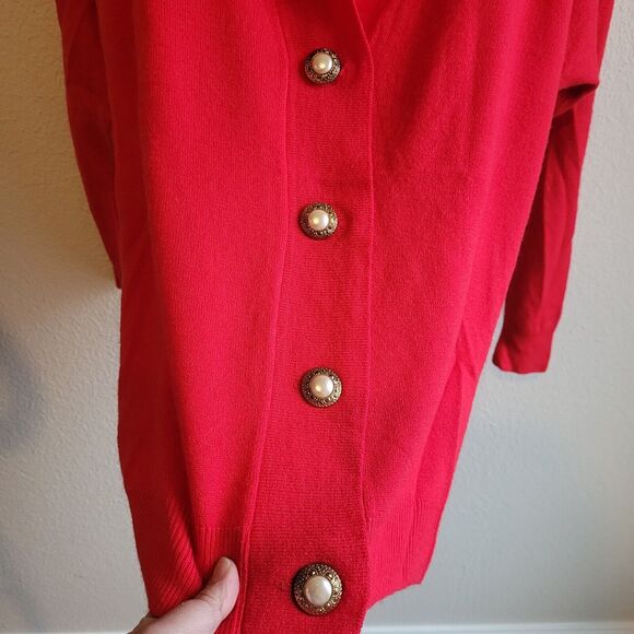 Designers Originals Cardigan Sz S Red Button Sweater Vintage USA READ - Picture 14 of 15